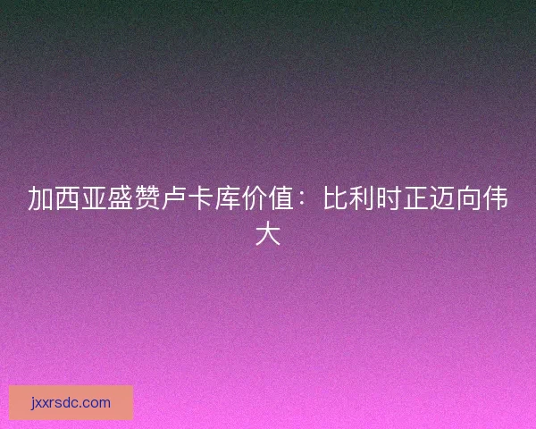 加西亚盛赞卢卡库价值：比利时正迈向伟大